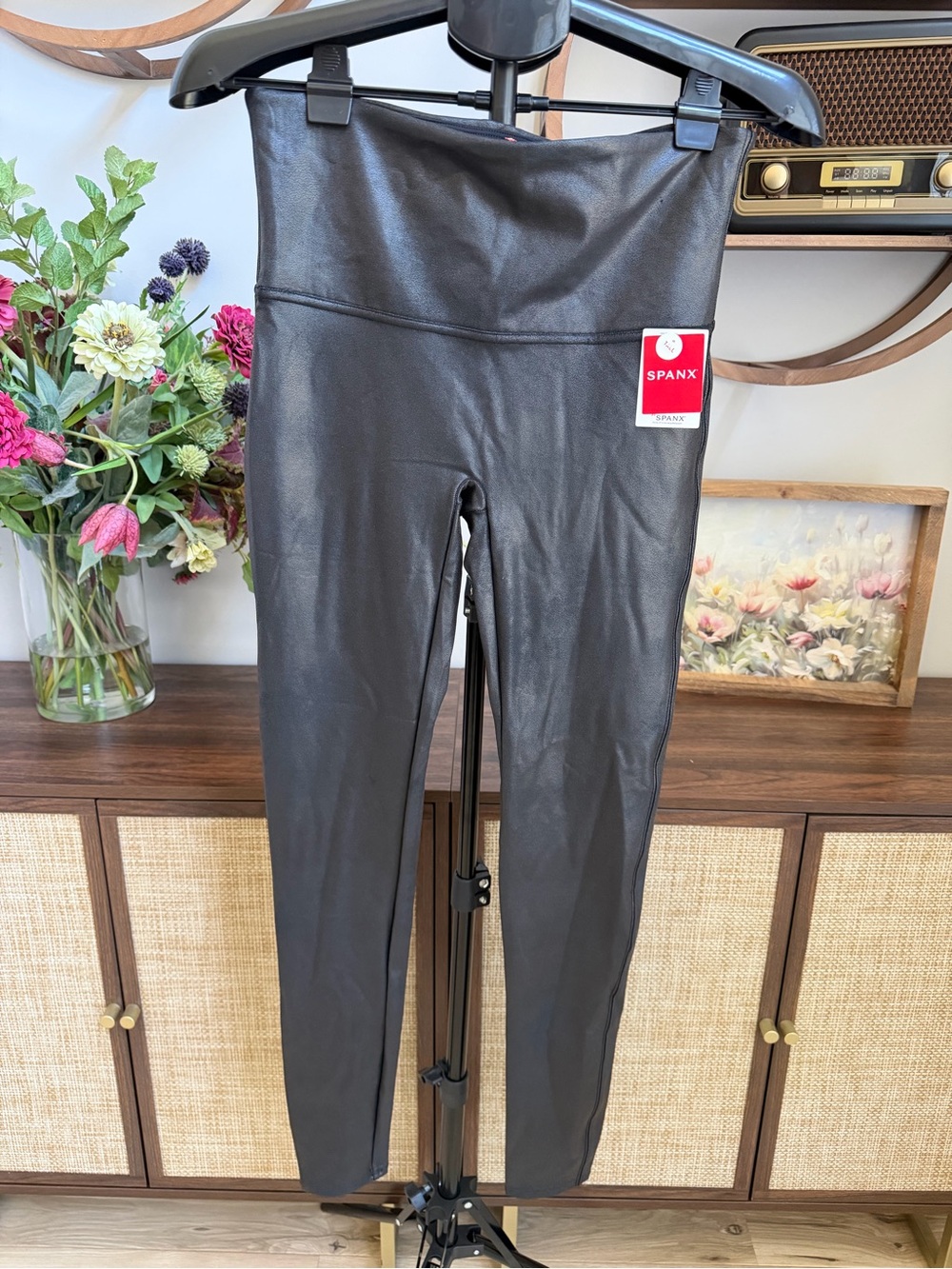 SPANX Faux Leather High Waisted Leggings Black Tall XL NWT